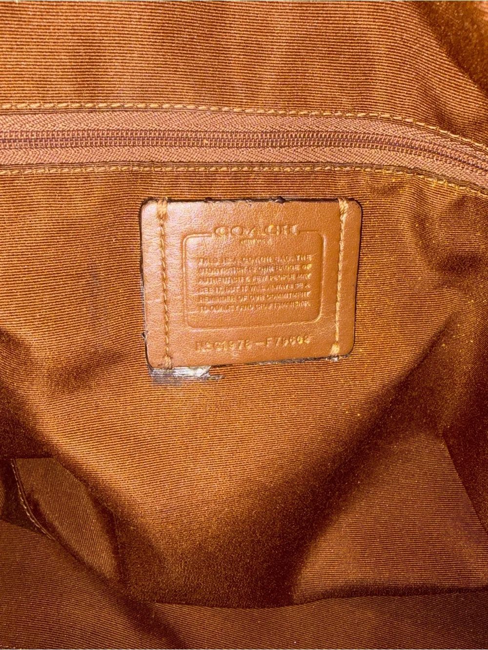 Coach hangtag pocket